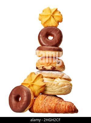 Cookies, donuts and pastries in a studio setting, isolated on white. Stock Photo