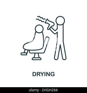 Drying icon. Line element from hairdresser collection. Linear Drying icon sign for web design, infographics and more. Stock Vector