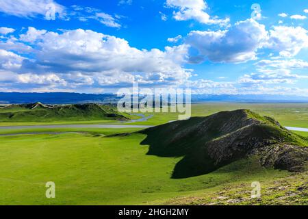 Bayinbuluke grassland natural scenery in Xinjiang,China. Stock Photo