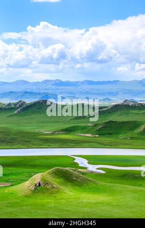 Bayinbuluke grassland natural scenery in Xinjiang,China. Stock Photo