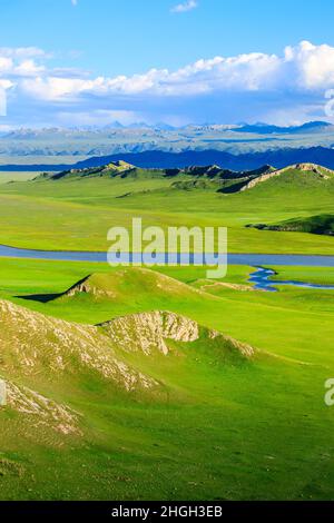 Bayinbuluke grassland natural scenery in Xinjiang,China. Stock Photo