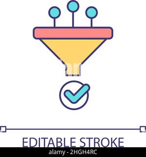 Filter information online RGB color icon Stock Vector