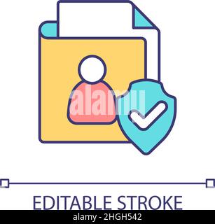 Sensitive data protection RGB color icon Stock Vector