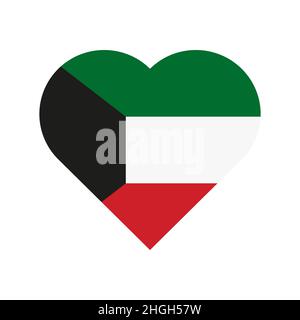 The flag of Kuwait in a heart shape vector icon Stock Vector