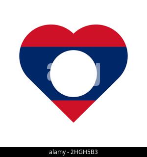 The flag of Laos in a heart shape Stock Vector