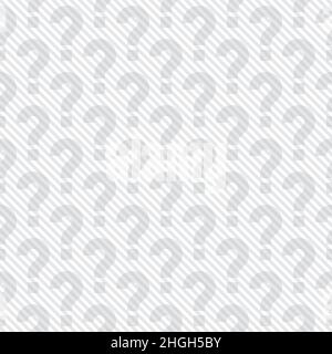 Light Gray Striped Question Marks Seamless Background. Vector Tileable Neutral Pattern. Stock Vector