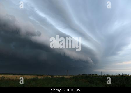 Dark clouds background before thunderstorm Stock Photo