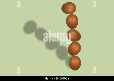 Colorfull eggs one on top of another. Digital composition. Stock Photo