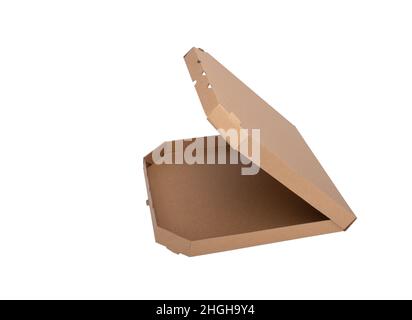 Pizza paper box isolated on white background. Empty pizza box, copy space Stock Photo