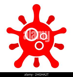 Red Coronavirus cell Icon sign isolated on white background. Flat vector illustration Stock Vector