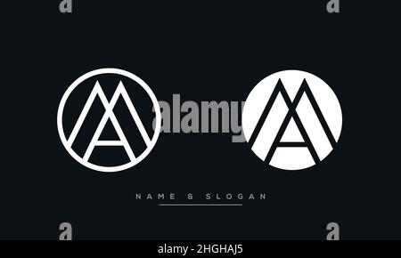 Modern abstract letter MA, AM logo design. Minimal MA, AM initial based icon vector Stock Vector
