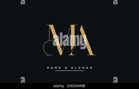 Modern abstract letter MA, AM logo design. Minimal MA, AM initial based icon vector Stock Vector