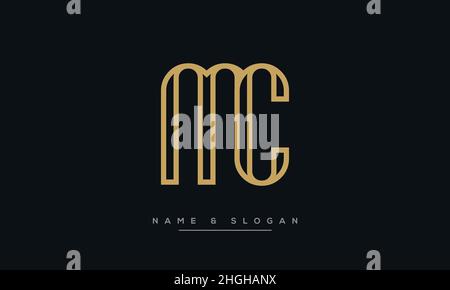 Modern abstract letter MC, CM logo design. Minimal MC, CM initial based icon vector Stock Vector