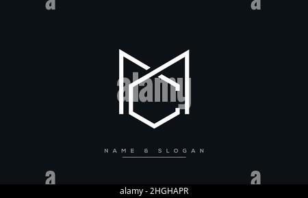Modern abstract letter MC, CM logo design. Minimal MC, CM initial based icon vector Stock Vector
