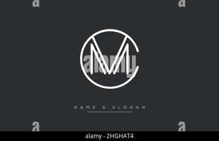 Modern abstract letter MC, CM logo design. Minimal MC, CM initial based icon vector Stock Vector