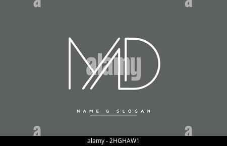 Modern abstract letter MD, DM logo design. Minimal MD, DM initial based icon vector Stock Vector