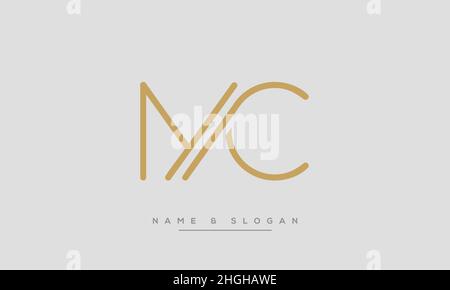 Modern abstract letter MC, CM logo design. Minimal MC, CM initial based icon vector Stock Vector