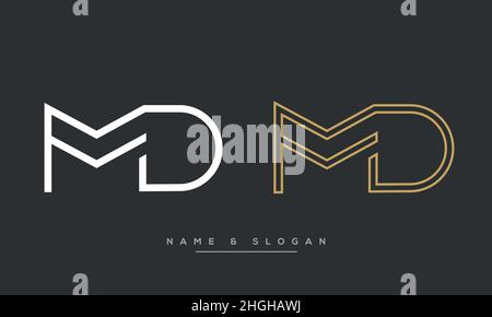 Modern abstract letter MD, DM logo design. Minimal MD, DM initial based icon vector Stock Vector