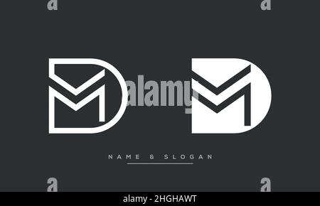 Modern abstract letter MD, DM logo design. Minimal MD, DM initial based icon vector Stock Vector