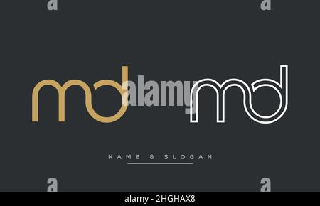 Modern abstract letter MD, DM logo design. Minimal MD, DM initial based icon vector Stock Vector