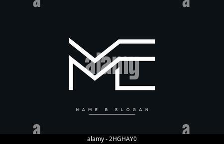 Modern abstract letter ME, EM logo design. Minimal ME, EM initial based icon vector Stock Vector