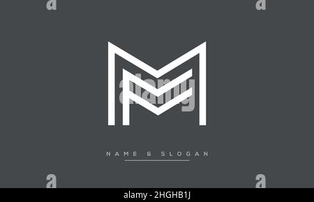 Modern abstract letter MF, FM logo design. Minimal MF, FM initial based icon vector Stock Vector