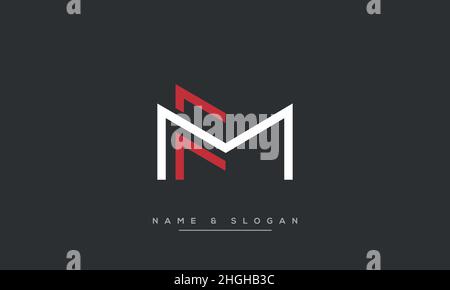Modern abstract letter MF, FM logo design. Minimal MF, FM initial based icon vector Stock Vector