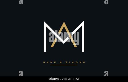 Modern abstract letter MA, AM logo design. Minimal MA, AM initial based icon vector Stock Vector