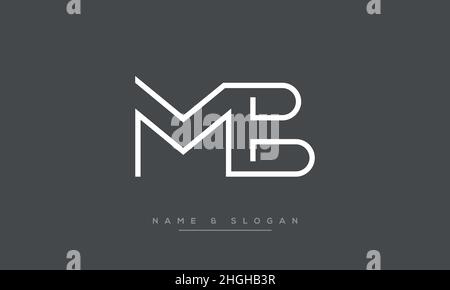 Modern abstract letter MB, BM logo design. Minimal MA,B BM initial based icon vector Stock Vector