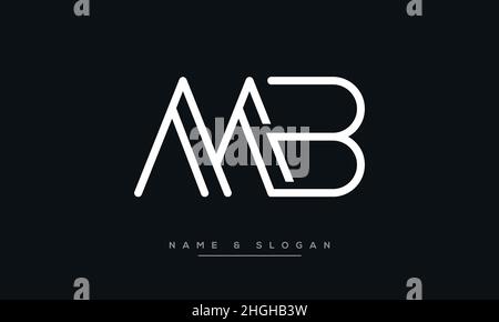 Modern abstract letter MB, BM logo design. Minimal MA,B BM initial based icon vector Stock Vector