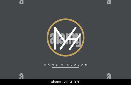 Modern abstract letter MH, HM logo design. Minimal MH, HM initial based icon vector Stock Vector