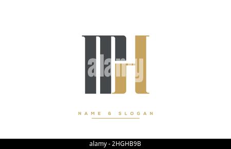 Modern abstract letter MH, HM logo design. Minimal MH, HM initial based icon vector Stock Vector