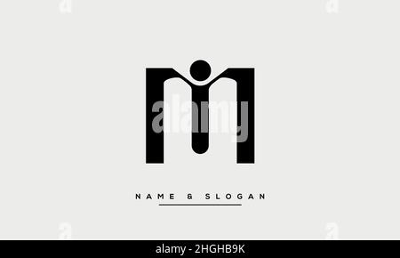 Modern abstract letter MI, IM logo design. Minimal MI, IM initial based icon vector Stock Vector