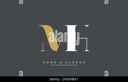 Modern abstract letter MH, HM logo design. Minimal MH, HM initial based icon vector Stock Vector