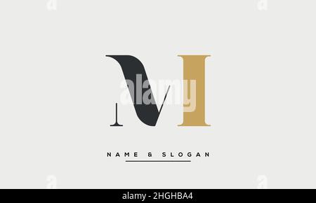 Modern abstract letter MI, IM logo design. Minimal MI, IM initial based icon vector Stock Vector