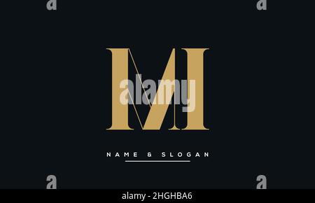 Modern abstract letter MI, IM logo design. Minimal MI, IM initial based icon vector Stock Vector