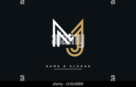 Modern abstract letter MJ, JM logo design. Minimal MJ, JM initial based icon vector Stock Vector