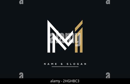 Modern abstract letter MI, IM logo design. Minimal MI, IM initial based icon vector Stock Vector