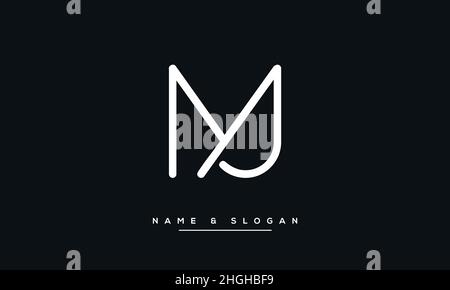 Modern abstract letter MJ, JM logo design. Minimal MJ, JM initial based icon vector Stock Vector