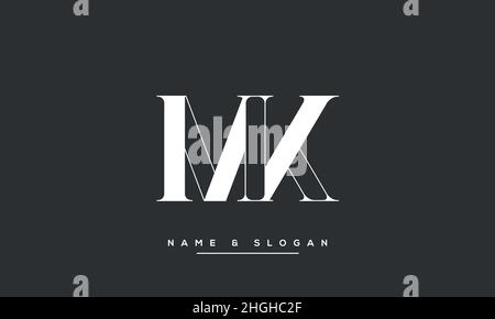 Modern abstract letter MK, KM logo design. Minimal MK, KM initial based icon vector Stock Vector