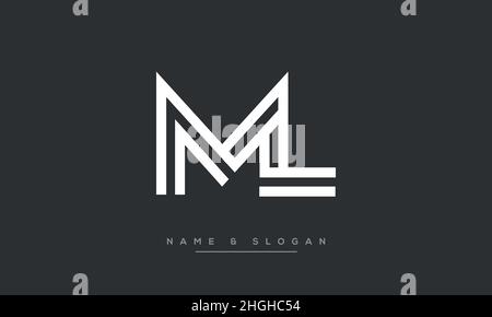 Modern abstract letter ML, LM logo design. Minimal ML, LM initial based icon vector Stock Vector