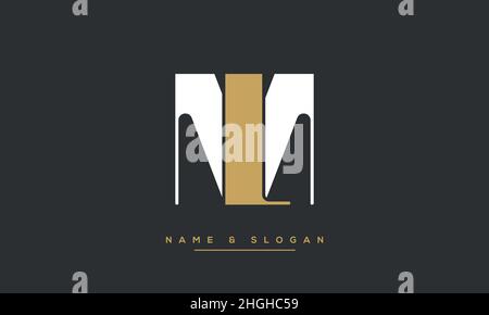 Modern abstract letter ML, LM logo design. Minimal ML, LM initial based icon vector Stock Vector