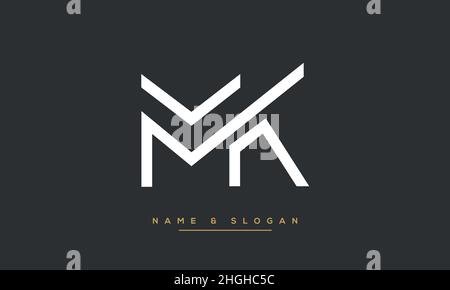 Modern abstract letter MK, KM logo design. Minimal MK, KM initial based icon vector Stock Vector