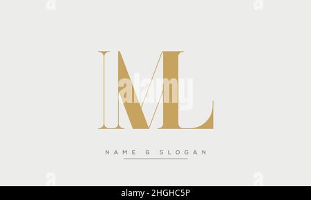Modern abstract letter ML, LM logo design. Minimal ML, LM initial based icon vector Stock Vector