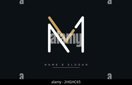 Modern abstract letter ML, LM logo design. Minimal ML, LM initial based icon vector Stock Vector