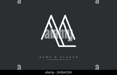 Modern abstract letter ML, LM logo design. Minimal ML, LM initial based icon vector Stock Vector