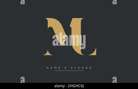 Modern abstract letter ML, LM logo design. Minimal ML, LM initial based icon vector Stock Vector