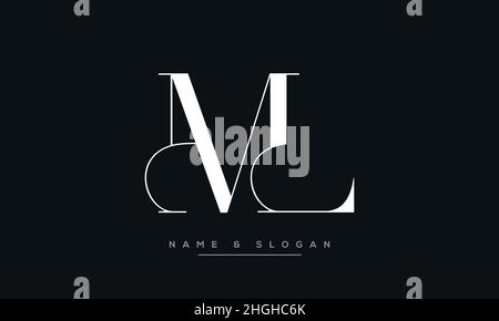 Modern abstract letter ML, LM logo design. Minimal ML, LM initial based icon vector Stock Vector