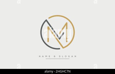 Modern abstract letter ML, LM logo design. Minimal ML, LM initial based icon vector Stock Vector