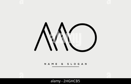 Modern abstract letter MO, OM logo design. Minimal MO, OM initial based icon vector Stock Vector